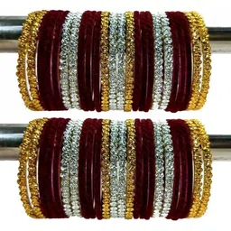 SAND Maroon Glass Artificial Stones & Beads Bangle-picture-16