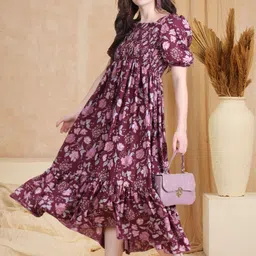 moda rapido Moda RapidoWomen Floral Printed Fit & Flare Dress image 1