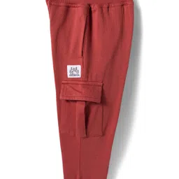 Babyhug French Terry Knit Full Length Lounge Pant With Text Patch - Brown image 3