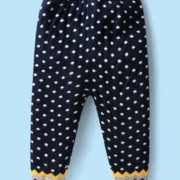 Babyhug Knitted Full Raglan Sleeves Sweater Set with Argyle Design - Navy Blue & Yellow image 4
