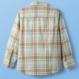Pine Kids Cotton Knit Full Sleeves Checkered Shirt with T-Shirt - Aqua Blue image 4