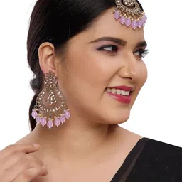 Women Click Gold Plated Artificial Stone-Studded Jewellery Set image 2
