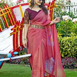 K 5 Fashion Organza Belted Saree-picture-36