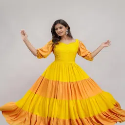 Jaipurite Puff Sleeve Fit & Flare Maxi Dress-picture-11
