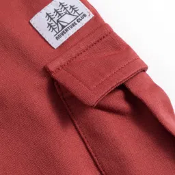 Babyhug French Terry Knit Full Length Lounge Pant With Text Patch - Brown image 5