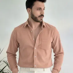 Rigo Rose Gold Corduroy Loose Fit Solid Shirt image 3