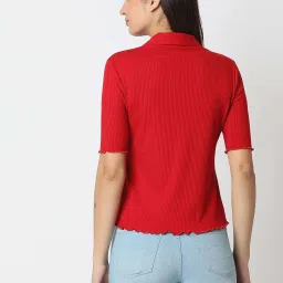 Spykar Red Slim Fit Polo T-Shirt image 4