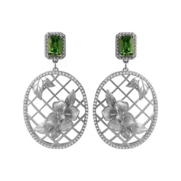 Rihi by P.C. Chandra Jewellers 92.5 Sterling Silver Green Stone Oval Drop Earrings for Women & Girls-image-58