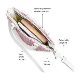 Fastrack Pink Small Woven Satchel image 4