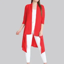 BUYNEWTREND Red Shawl Neck Shrug-image-32