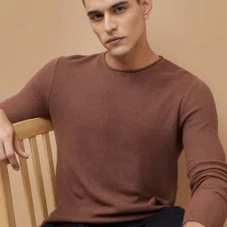Code By Lifestyle Brown Cotton Regular Fit T-Shirt-picture-14