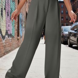 Next One Women Smart Wide Leg High-Rise Easy Wash Pleated Korean Pants-picture-35