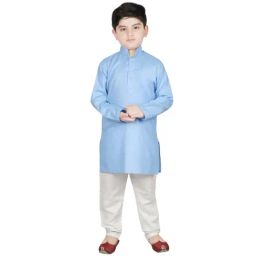 SG Yuvraj Kids Blue & White Solid Kurta with Pyjama-picture-21