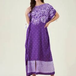 The Kaftan Company Violet Printed Kaftan Dress-picture-33