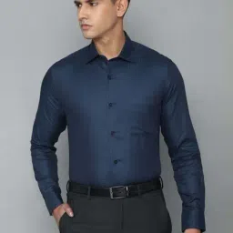 Louis Philippe Gods & Kings Navy Blue Cotton Regular Fit Printed Shirts-picture-36