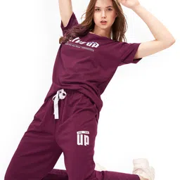 WEET Women Printed Round Neck Pure Cotton T-shirt & Trousers image 3