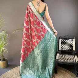 Mameraa Ethnic Motifs Zari Pure Silk Handloom Kanjeevaram Saree image 3