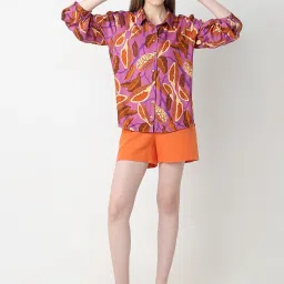 Vero Moda Purple Viscose Printed Shirt image 4