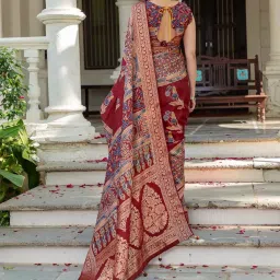 Saree Mall Maroon Viscose Self Saree with Blouse Piece image 4