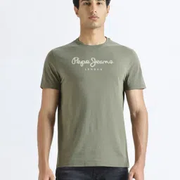 Pepe Jeans Green Cotton Slim Fit Logo Printed T-Shirt-picture-19