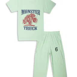 Vimal Jonney Kids Mint Green & Black Printed T-Shirt Set image 4