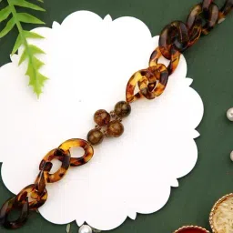 Aapno Rajasthan Tiger Brown Crystal Rings Celestial Bracelet Rakhi-image-87
