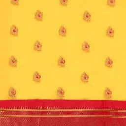 Varkala Silk Sarees Yellow & Red Woven Saree With Unstitched Blouse image 4