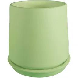 LASAKI Clara Lime-Green Ceramic Handmade Planter With Plate image 2