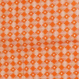 Unnati Silks White & Orange Cotton Printed Saree With Unstitched Blouse image 4