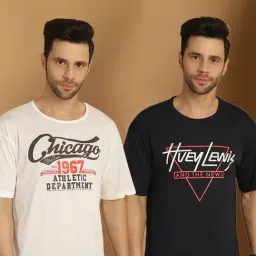 Vimal Jonney White & Black Regular Fit Printed T-Shirt-picture-14