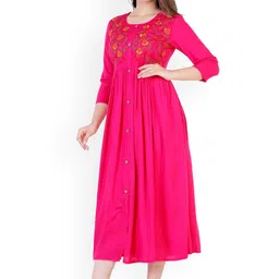 DMP FASHION Floral Embroidered Thread Work Anarkali Ethnic Dresses image 3