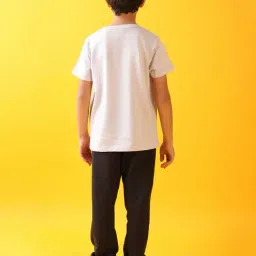 Anthrilo Boys Grey & Black Cotton Regular Fit Self Joggers Set image 2