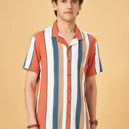 Urban Ranger by Pantaloons Rust Slim Fit Striped Shirt-image-92
