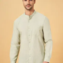 Byford by Pantaloons Celadon Green Cotton Regular Fit Texture Shirt-image-18
