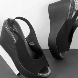 Metro Women's Black Back Strap Wedges-picture-47