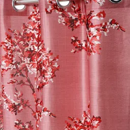 Aura Maroon & White 2 Pieces Floral Window Curtains image 3
