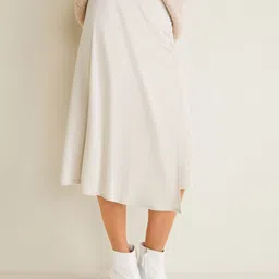 MANGO Women Beige Solid Wrap Skirt image 1