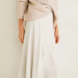 MANGO Women Beige Solid Wrap Skirt image 3