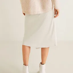 MANGO Women Beige Solid Wrap Skirt image 4