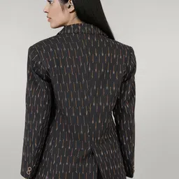 Talethread Ikat Printed Cotton Single-Breasted Casual Blazer image 2