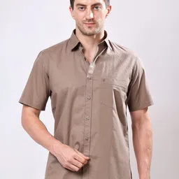 Stylox Men Solid Spread Collar Cotton Casual Shirt-image-22