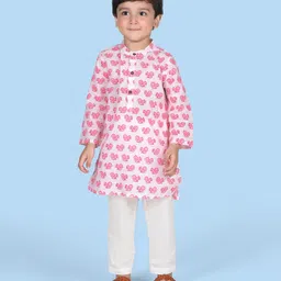 Babyhug Cotton Cambric Full Sleeves Kurta With Payjama Set Squirrel Print - Pink-picture-23