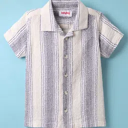 Babyhug Cotton Woven Half Sleeves Shirt With Stripes - White-picture-15