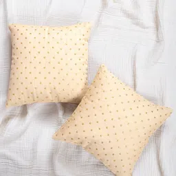 fingercraft Gold Floral Printed 2 Pieces Square Cushion Covers 16 inches X 16 inches-picture-35