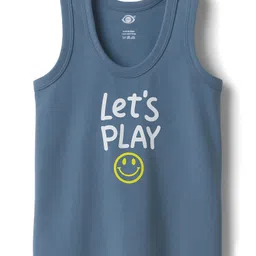 Zero Knit Sleeveless Vests With Text Print Pack of 3 - Sea Green Red & Blue image 2