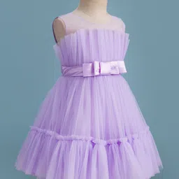 Mark & Mia Woven Sleeveless Party Dress with Bow & Frill Detailing - Lavender image 3