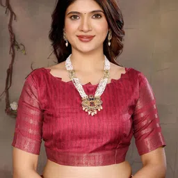 ALAGINI Ethnic Motifs Printed Woven Design Zari Border Saree image 4