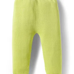Babyhug Organic Cotton Knit Full Sleeves Striped Pullover Sweater Set with Cap & Tiger Patch Detailing - Limegreen image 5