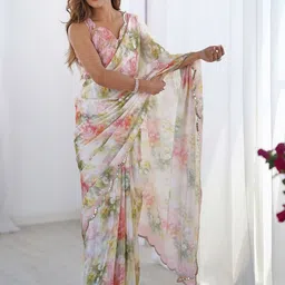 CaniBani Floral Sequinned Silk Blend Saree-picture-17