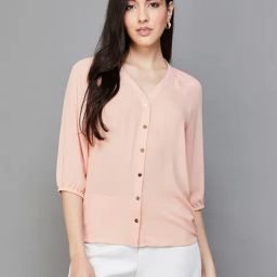 Code by Lifestyle Peach Regular Fit Top-picture-49